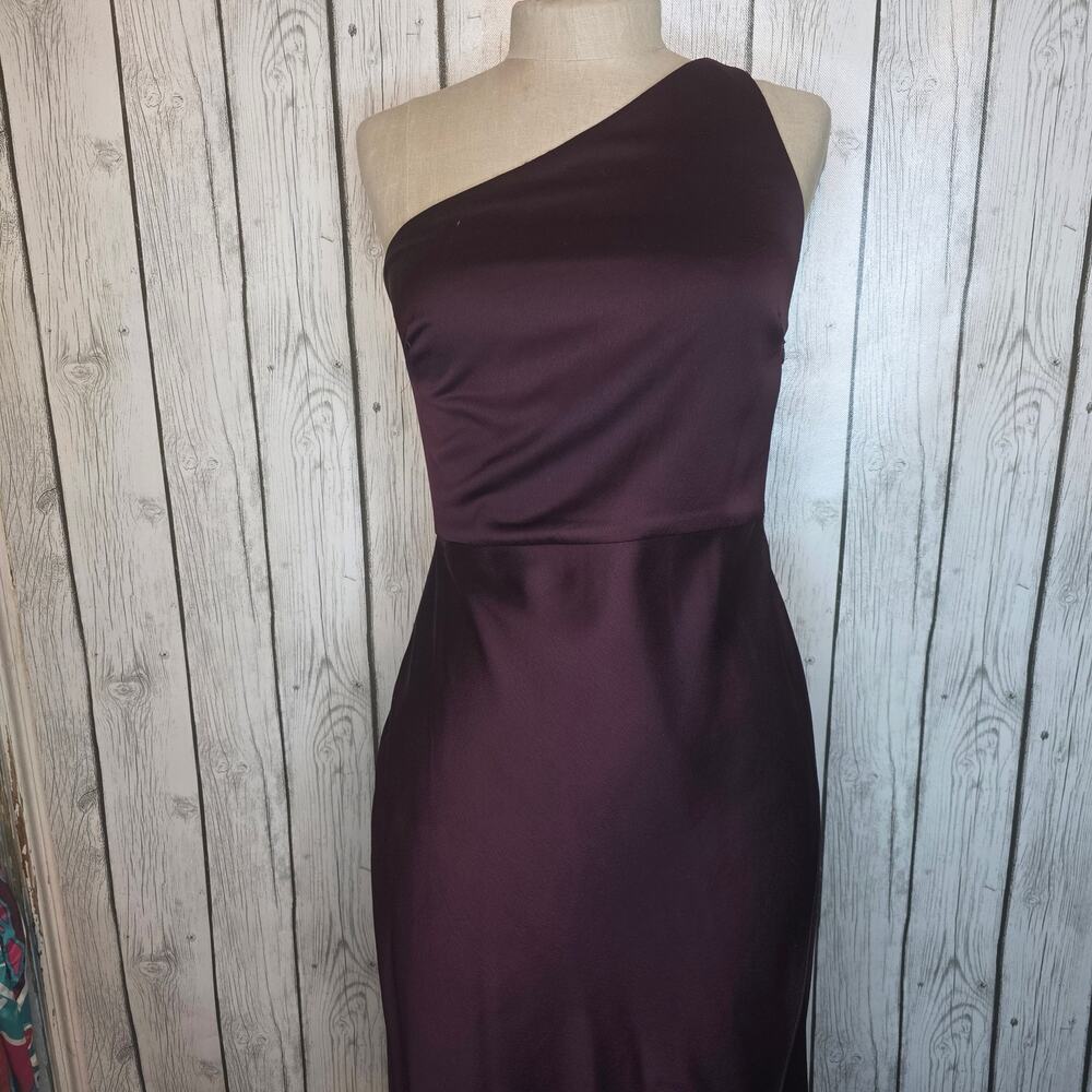 BHLDN Scottie One-Shoulder Satin Maxi Dress Dark Plum Purple Size 6 - Picture 3 of 11